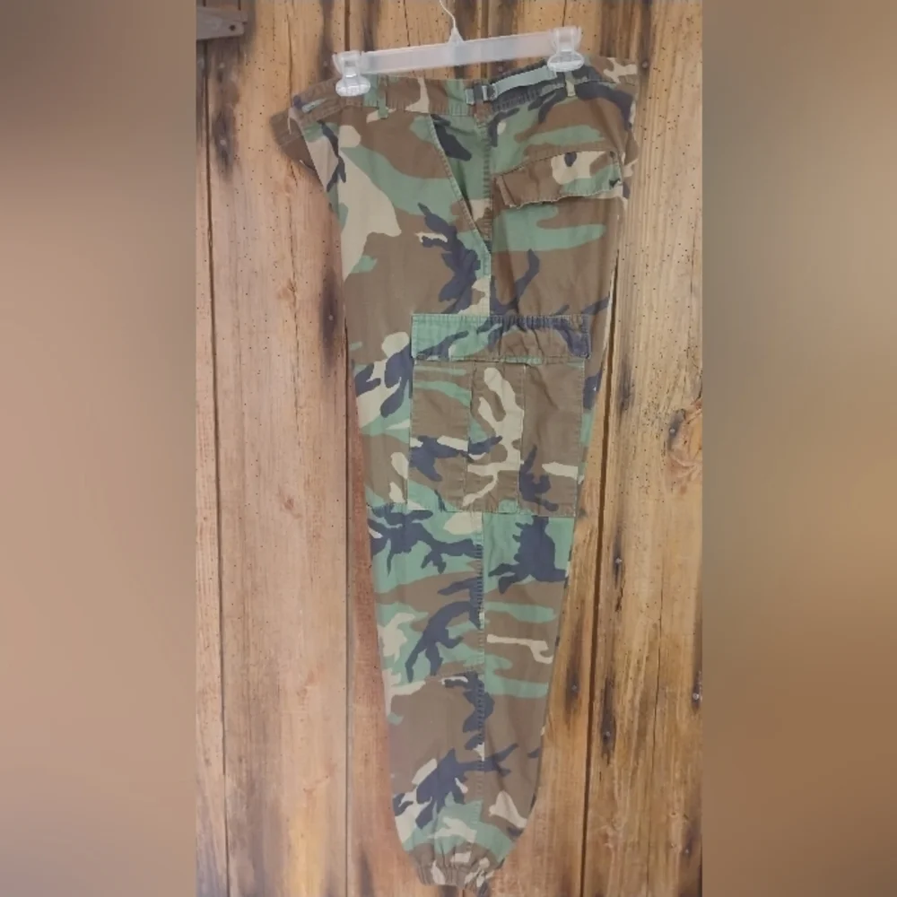 90's Military Woodland Camo Trousers Men's 31-35